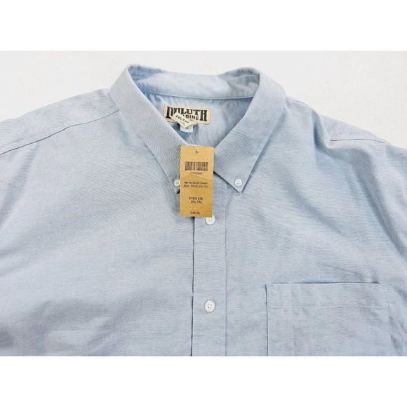 Duluth Size 2XL Tall Men Blue Oxford Style Short Sleeve Button Down Cotton Shirt - Picture 5 of 9